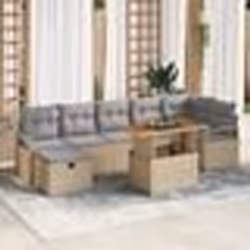 vidaXL Ensemble de canapé de jardin 8 pièces avec coussins Beige Poly Rattan