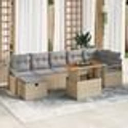 vidaXL Ensemble de canapé de jardin 8 pièces avec coussins Beige Poly Rattan