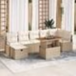 vidaXL Ensemble de canapé de jardin 8 pièces avec coussins Beige poly rotin