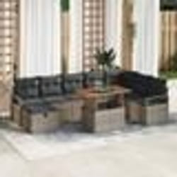 vidaXL Set de Canapé de Jardin 9 Pièces avec Coussins en Rattan Poly Gris