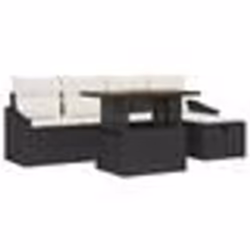 vidaXL Ensemble de Sofa de Jardin 6 Pièces avec Coussins Rattan Noir Poly