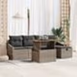 vidaXL Ensemble de Canapés de Jardin 6 Pièces avec Coussins Gris Rattan Poly