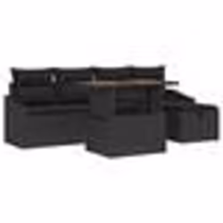 vidaXL Ensemble de Canapés de Jardin 6 pièces avec Coussins Noir Poly Rattan
