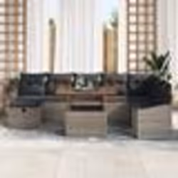 vidaXL Ensemble de canapé de jardin 9 pièces avec coussins gris en rattan synthétique