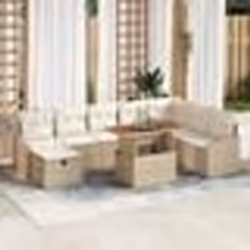 vidaXL Set de canapé de jardin 9 pièces avec coussins beige poly rotin