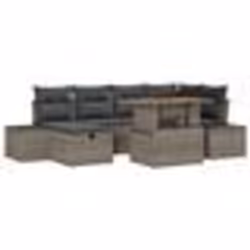 vidaXL Ensemble de Canapé de Jardin 7 Pièces avec Coussins Gris en Poly Rattan