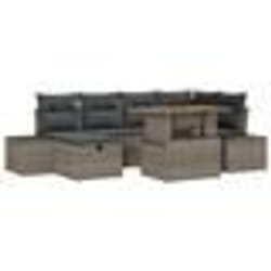 vidaXL Ensemble de Canapé de Jardin 7 Pièces avec Coussins Gris en Poly Rattan