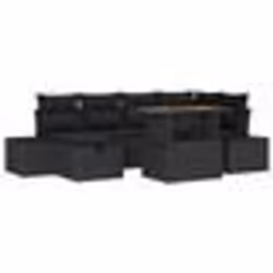 vidaXL Ensemble de canapés de jardin de 7 pièces avec coussins en poly rattan noir