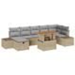 vidaXL Ensemble de sofa de jardin 8 pièces avec coussins en poly rotin beige