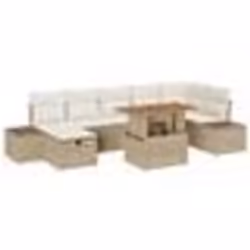 vidaXL Ensemble de canapés de jardin 8 pièces avec coussins beige poly rattan