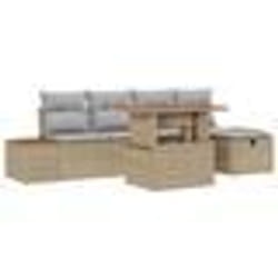 vidaXL Canapé de jardin 6 pièces avec coussins Beige Rotin synthétique