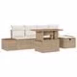vidaXL Ensemble de canapé de jardin 6 pièces avec coussins beige poly rotin