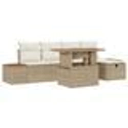 vidaXL Ensemble de canapé de jardin 6 pièces avec coussins beige poly rotin