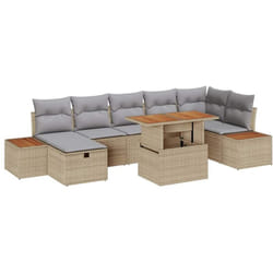vidaXL Ensemble de canapé de jardin 8 pièces avec coussins Beige Poly Rattan