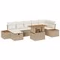 vidaXL Set de canapé de jardin 8 pièces avec coussins beige en rotin synthétique