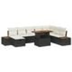 vidaXL Ensemble de Sofa de Jardin 9 Pièces avec Coussins Noir Rattan Poly