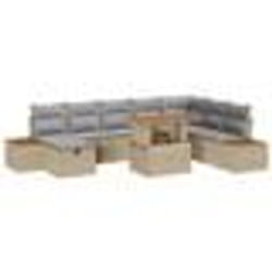 vidaXL Ensemble de 9 Canapés de jardin avec coussins Beige en Rotin synthétique