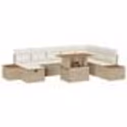 vidaXL Ensemble de canapé de jardin 9 pièces avec coussins Beige Poly Rotin