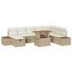 vidaXL Ensemble de canapé de jardin 9 pièces avec coussins Beige Poly Rotin