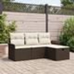 Set de 4 pièces de canapés de jardin avec coussins marron en poly rotin
