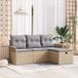 Ensemble de canapés de jardin de 4 pièces avec coussins Beige Poly Rattan