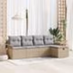 Ensemble de Canapés de Jardin vidaXL avec Coussins Beige Poly Rotin