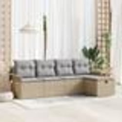 Ensemble de Canapés de Jardin vidaXL avec Coussins Beige Poly Rotin