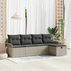 vidaXL Ensemble de canapé de jardin 5 pcs Gris clair Poly rotin
