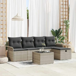 vidaXL Ensemble de canapé de jardin 6 pcs Gris clair Poly rotin