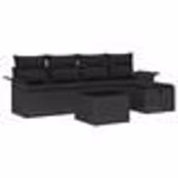 Ensemble Canapé Jardin vidaXL 6 Pièces avec Coussins Noir Poly Rotin