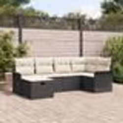 Ensemble de Canapé de Jardin de 6 Pièces avec Coussins en Poly Rattan Noir