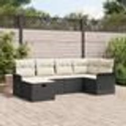 Ensemble de Canapé de Jardin de 6 Pièces avec Coussins en Poly Rattan Noir