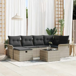 vidaXL Ensemble de canapé de jardin 7 pcs Gris clair Poly rotin