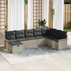 vidaXL Ensemble de canapé de jardin 8 pcs Gris clair Poly rotin