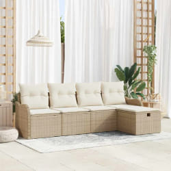 vidaXL Ensemble de canapé de jardin 5 pcs Beige Poly rotin