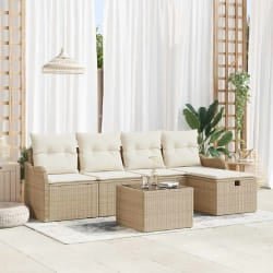 vidaXL Ensemble de canapé de jardin 6 pcs Beige Poly rotin