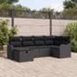 vidaXL Canapé de jardin 6 pièces avec coussins en rattan poly noir