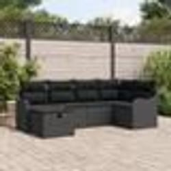 vidaXL Canapé de jardin 6 pièces avec coussins en rattan poly noir
