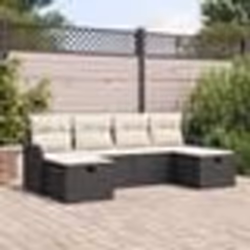 Ensemble de canapé de jardin de 6 pièces vidaXL avec coussins en rotin noir