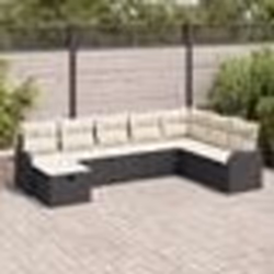 Canapé de Jardin vidaXL 8 Pièces avec Coussins en Poly Rattan Noir