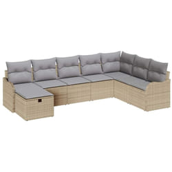 vidaXL Canapé jardin 8 pièces avec coussins Beige poly rattan