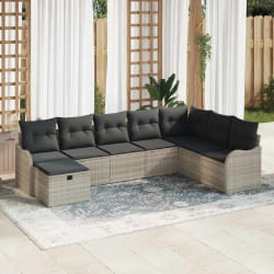 vidaXL Ensemble de canapé de jardin 8 pcs Gris clair Poly rotin