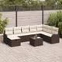 Ensemble de Canapé de Jardin 9 Pièces avec Coussins en Poly Rattan Marron