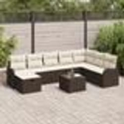 Ensemble de Canapé de Jardin 9 Pièces avec Coussins en Poly Rattan Marron