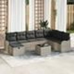 vidaXL Ensemble de Canapé de Jardin 9 Pièces avec Coussins en Rattan Gris Clair