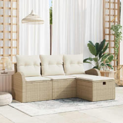 vidaXL Ensemble de canapé de jardin 4 pcs Beige Poly rotin