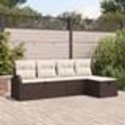 Ensemble de canapé de jardin 5 pièces vidaXL avec coussins Marron Poly Rotin