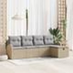 Ensemble de sofa de jardin 5 pièces avec coussins Beige Poly Rattan