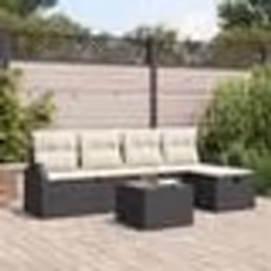 Ensemble de Canapés de Jardin 6 pièces vidaXL avec Coussins Noir Rattan