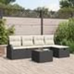 Ensemble de Canapés de Jardin 6 pièces vidaXL avec Coussins Noir Rattan